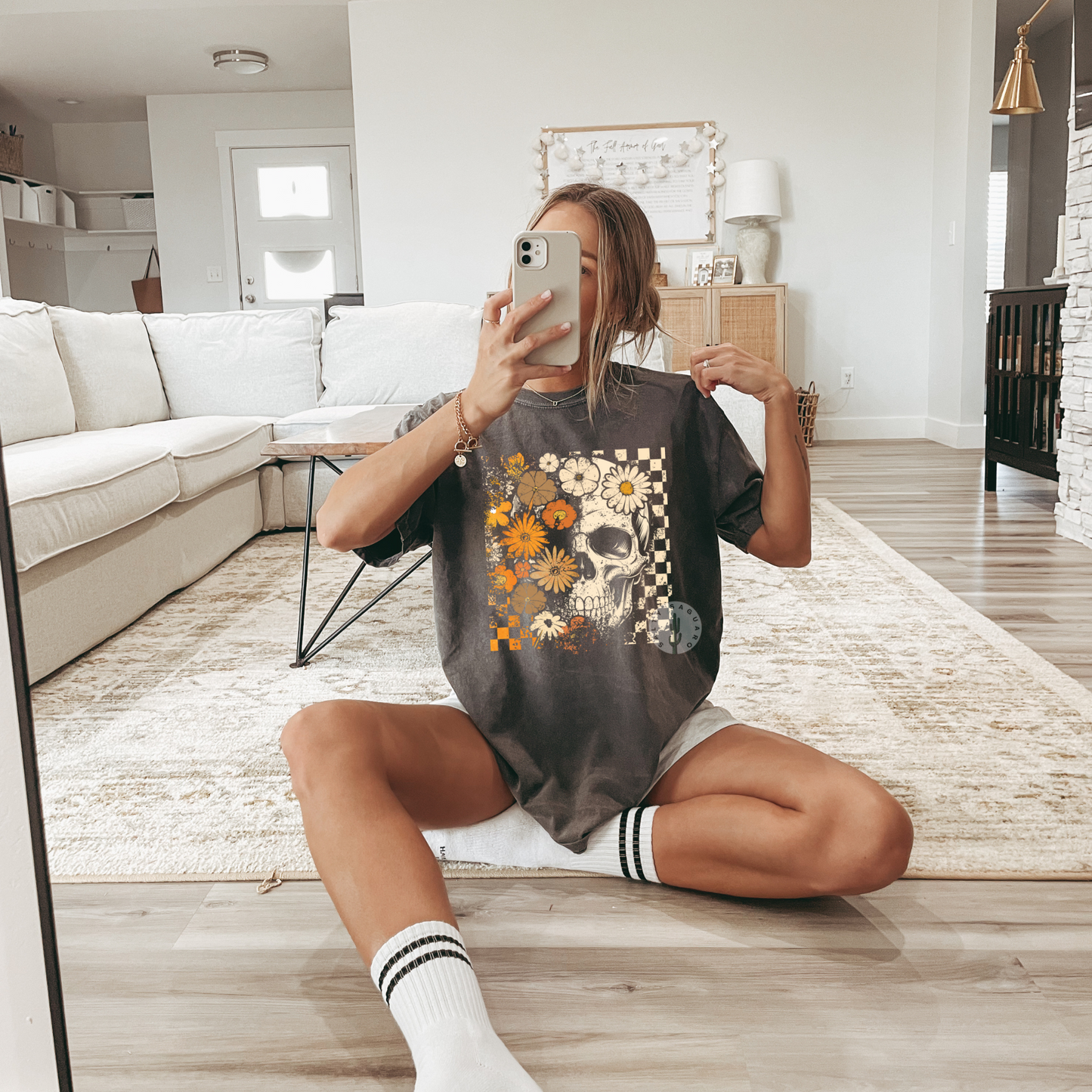 Retro Floral Skull Tee