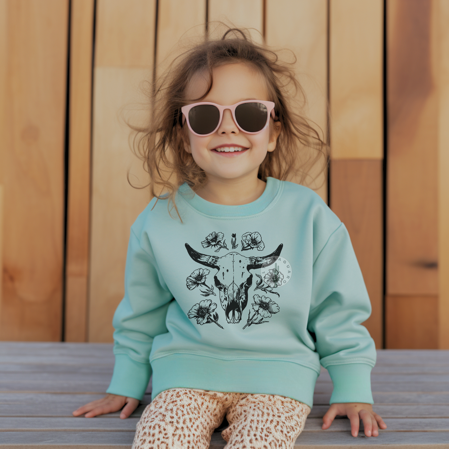 Kingston Floral Bull Skull- Kids Sweater