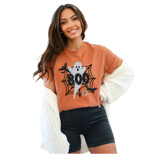 Boo Faux Glitter Tee