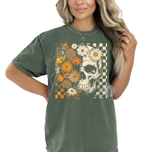 Retro Floral Skull Tee