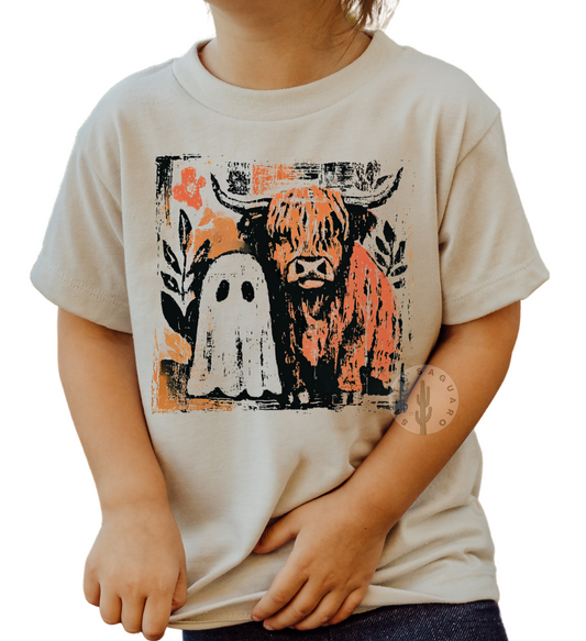 Highland Cow and Ghost Tee- Kids