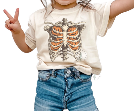 Pumpkin Ribcage Tee-  Kids